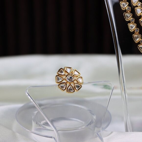 Double-Layer Kundan Necklace & Earrings Set, JP32 - Picture 9 of 12